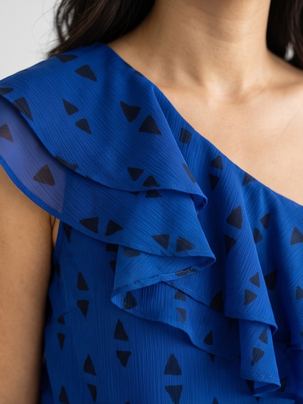 Apt. 9 One-Shoulder Ruffle Blouse - Blue - Picture 2 of 4